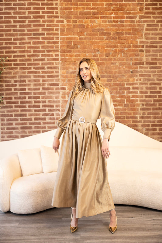 Emmeline Gold Dress Byrd By Tzippy Emmeline Gold Dress Byrd By Tzippy