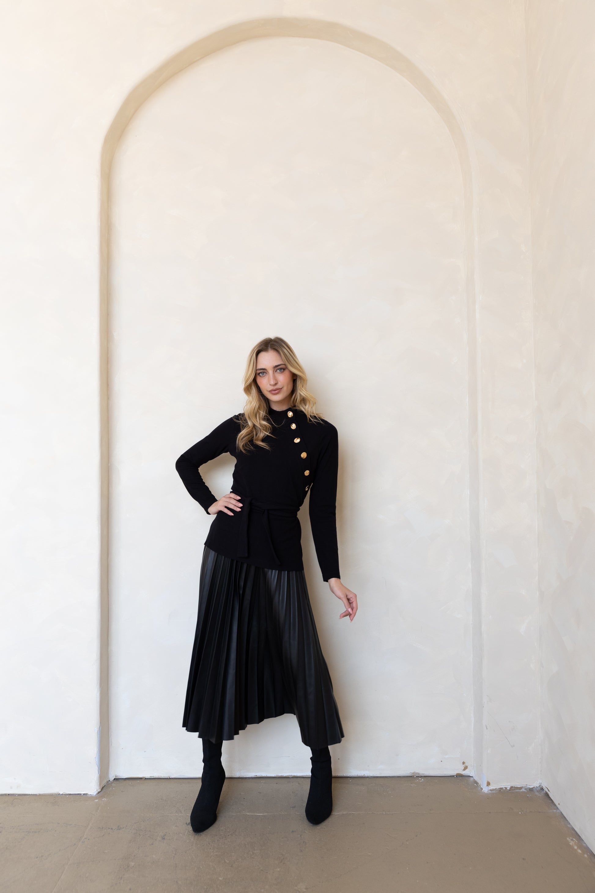 Anika Knit Leather Dress - XXS / Taupe Anika Knit Leather Dress - XXS / Taupe