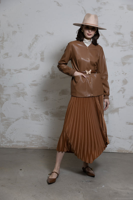 Arrow Pleated Skirt - Copper