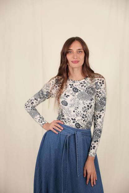 B&W Floral Tee