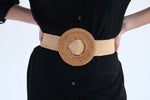 Raffia belt - Oat - Round Buckle