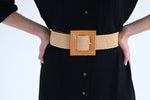 Raffia belt - Oat- Square Buckle